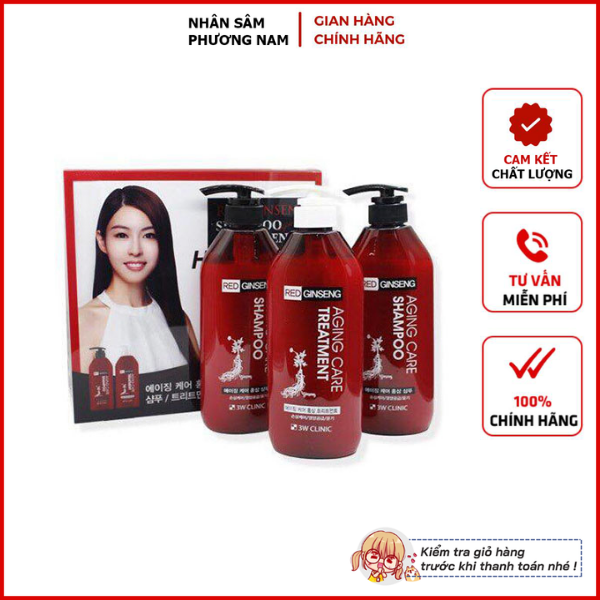 Bộ dầu gội hồng sâm 3w clinic hàn quốc 2 gội + 1 xả * 500ml