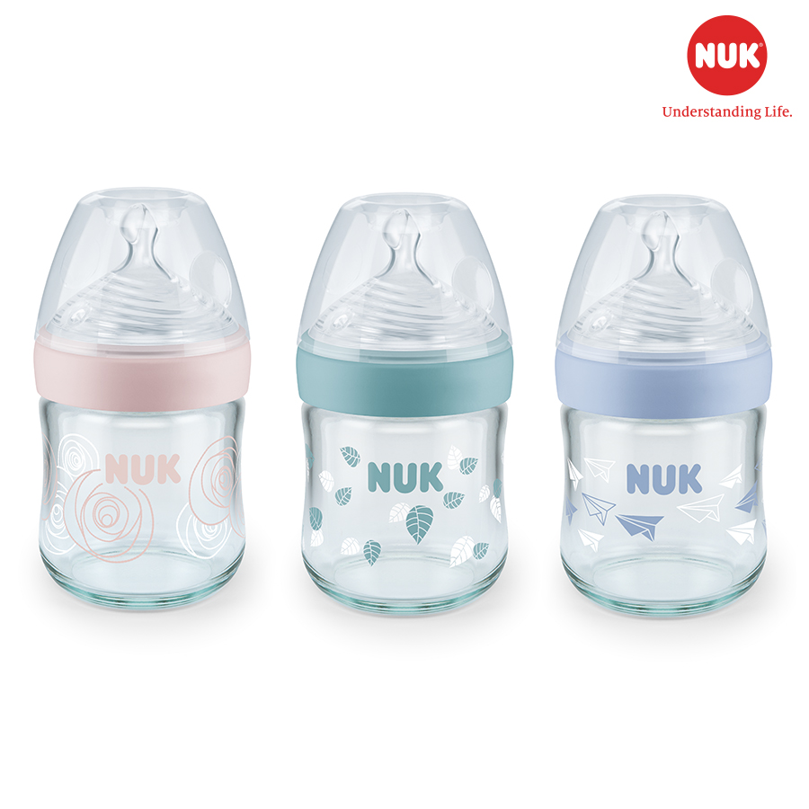 [THANH LÝ]Bình Sữa Nuk Nature Sense Chất Liệu Thủy Tinh- Dung Tích 120ML Núm Ti S1 - M