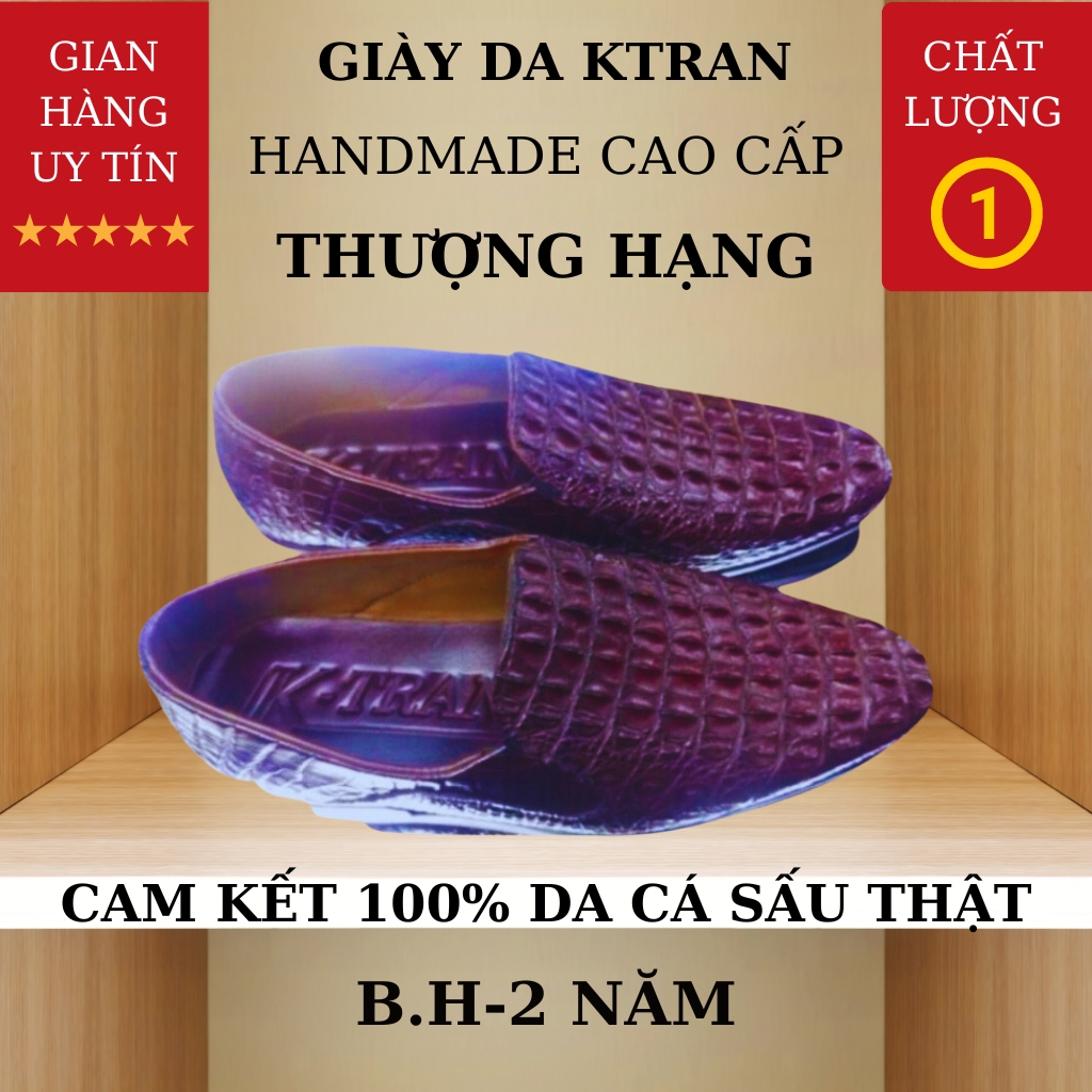 Giày tây nam,giày nam da cá sấu mã K02 hàng thủ công thượng hạng,chất liệu da cá sấu châu phi màu nâu mận.