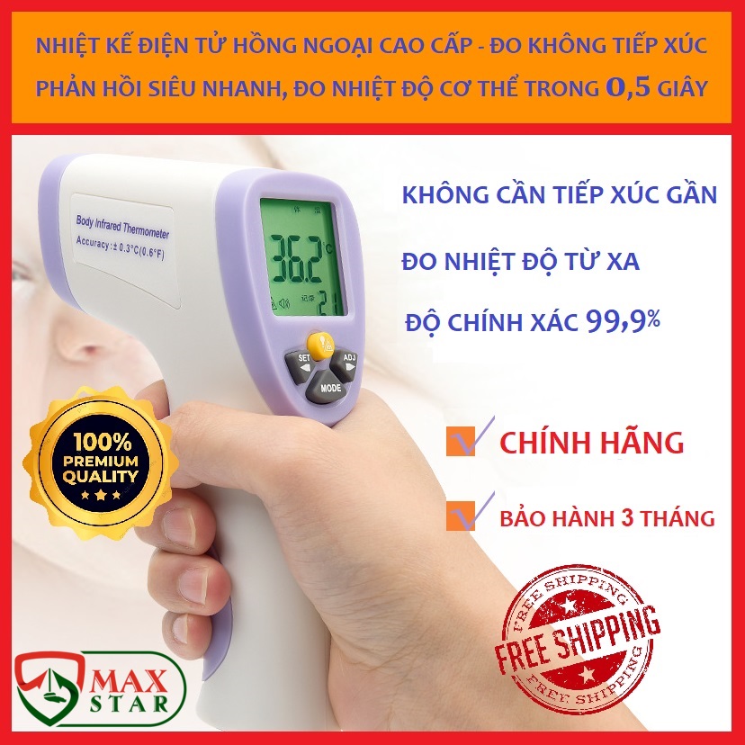 Nhiệt kế hồng ngoại điện tử cảm ứng đo trán đo thân nhiệt cao cấp