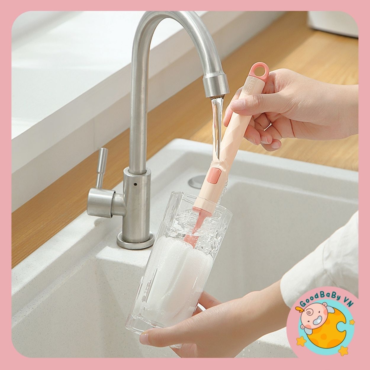 Cọ rửa bình sữa ,cốc uống nước ăn dặm cho bé 360 độ ,có đầu mút xốp có thể thay Goodbabyvn Chưa Có Đánh Giá