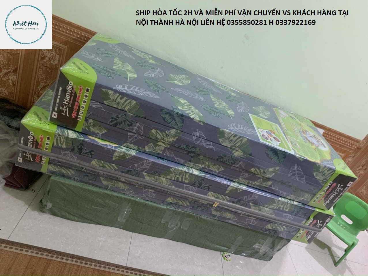 Đệm bông ép tinh khiết hanviko vải cotton tc đủ kích thước 1m2 ,1m5,1m6,1m8, 2m2