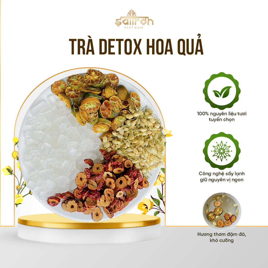 Trà detox hoa quả sấy gồm cam, tắc, hoa cúc, táo đỏ, cỏ ngọt - gói 10gr