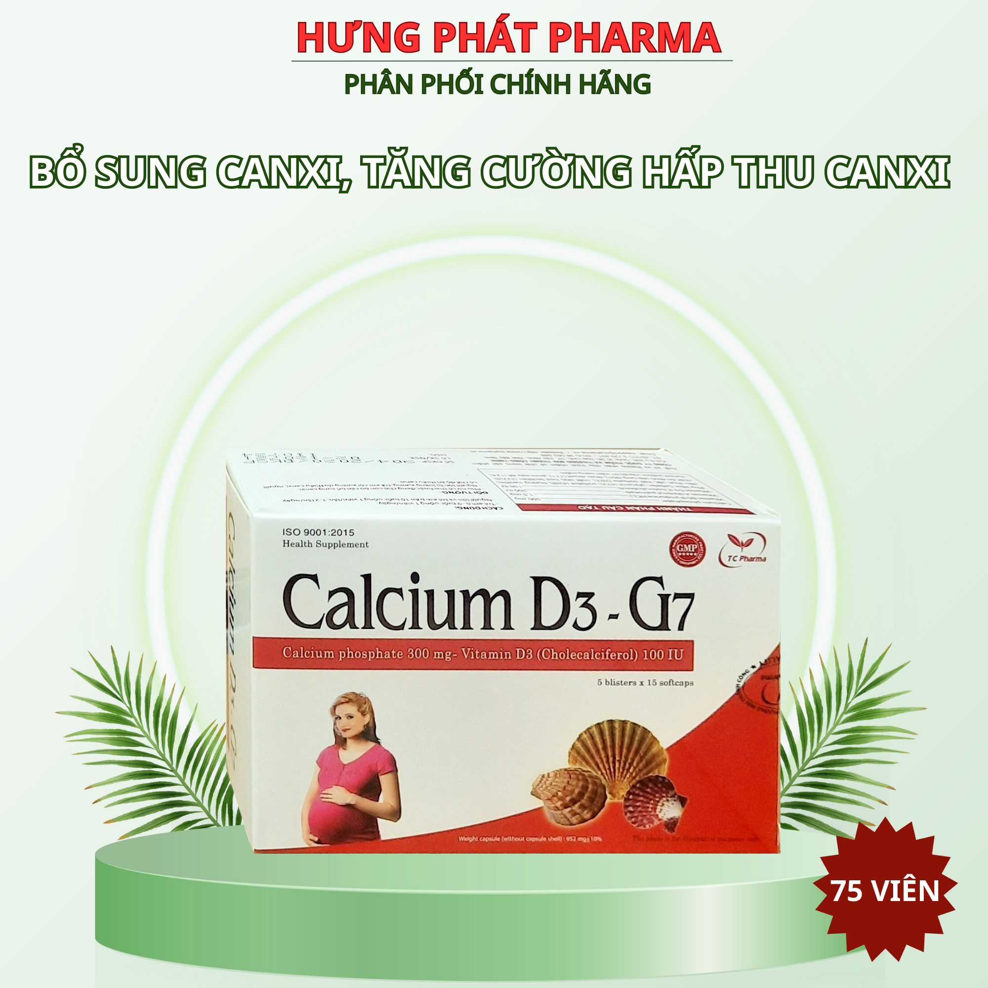 Viên uống CALCIUM D3 - G7 bổ sung canxi,d3 giúp bổ sung và tăng cường hấp thu calci – Hộp 75 viên