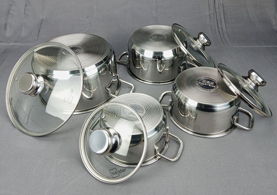Bộ nồi Fivestar Belly FS08CG 4 chiếc nắp kính