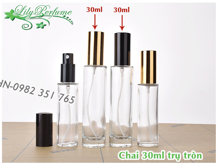 Lọ chiết nước hoa 30ml trụ tròn thủy tinh (Vỏ chiết nước hoa/ Chai chiết nước hoa)