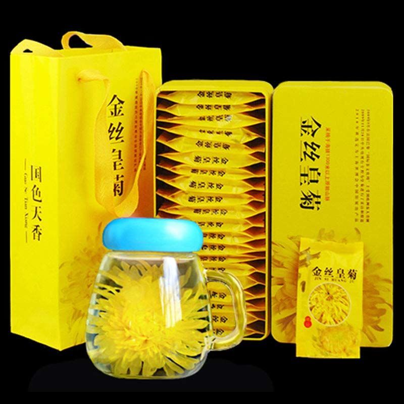 Hộp 20 Gói TRÀ HOA CÚC Hoàng Kim Nguyên Bông vị thơm thanh