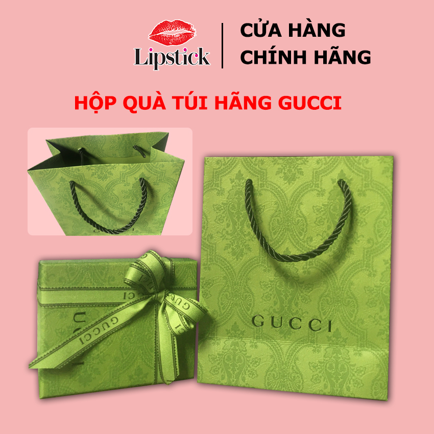 Hộp quà đựng son Gucci, Hộp quà tặng, hộp giấy đựng quà cho son Gucci kèm nơ thiệp