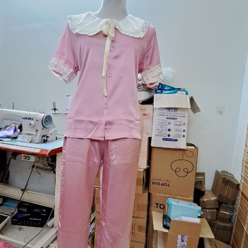 Đồ bộ pijama nữ lụa satin mềm mịn quần dài tay ngắn nhúng bèo size M-L-XL M110 - Thoi trang nale