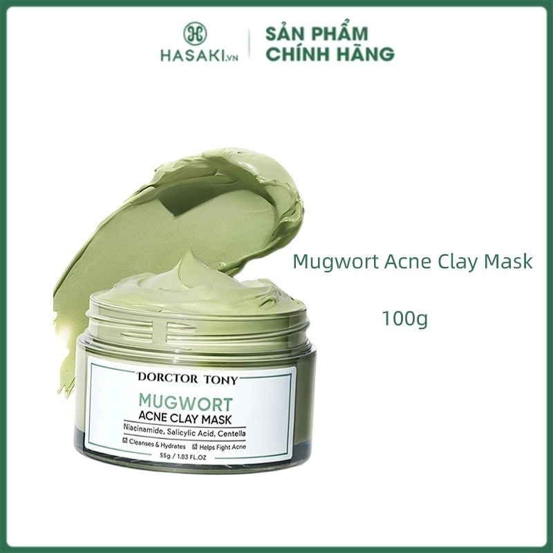 Mặt nạ đất sét ngải cứu cải thiện vấn đề mụn Mặt Nạ Đất Sét Trà Xanh Thu Nhỏ Lỗ Chân Lông 100g