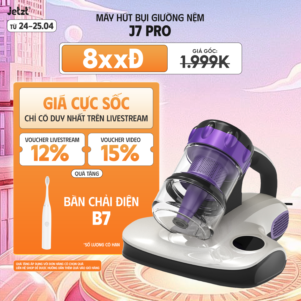 Máy hút bụi giường nệm diệt khuẩn đa tầng thế hệ mới JETZT J7  Series