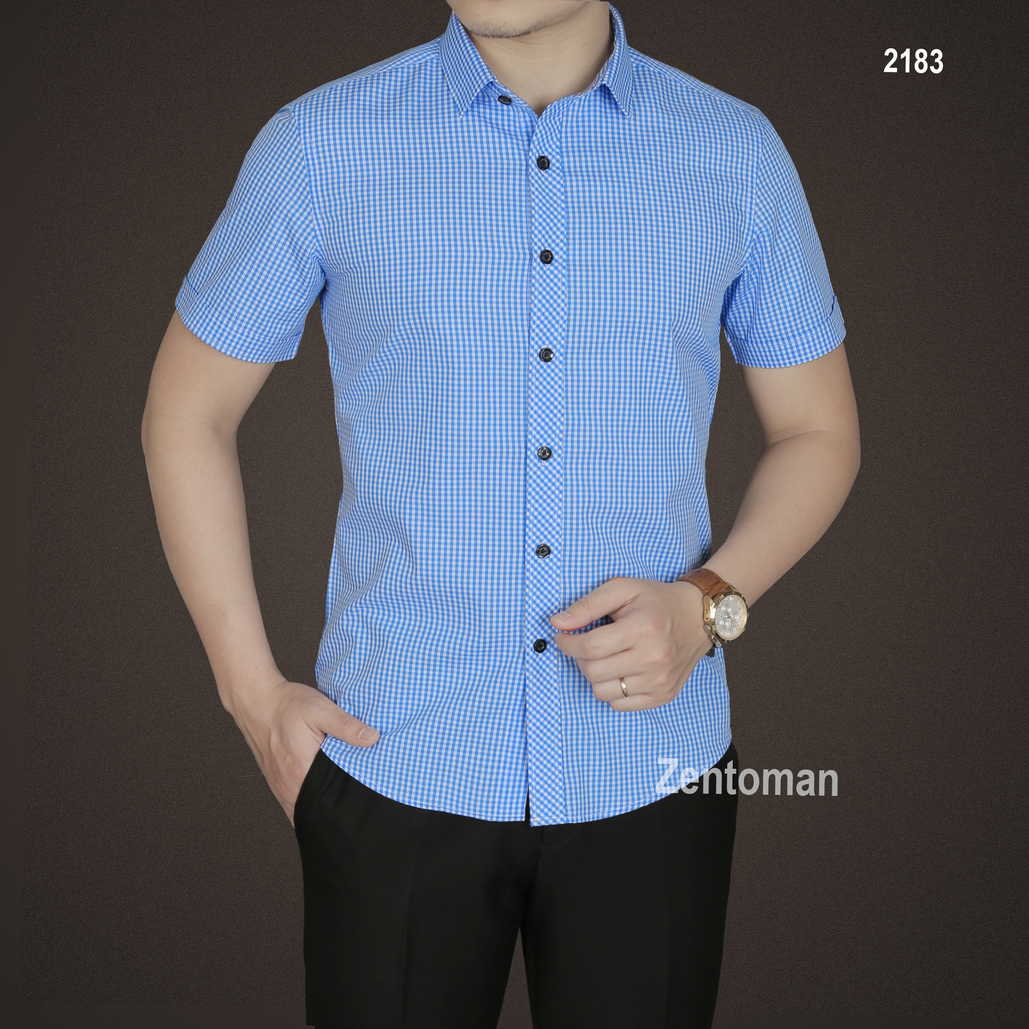 Áo sơ mi nam ZENTOMAN cotton mềm, thoáng mát kẻ sọc xanh 2183 ( ảnh thật)