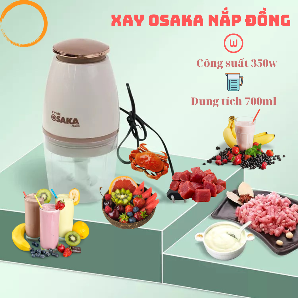 Máy Xay Đa Năng OSAKA Nắp Đồng Japan Cao Cấp 350W FP126P - Xay Thịt Cá Rau Củ - Xay Sinh Tố - Xay Đá (Bảo Hành 6th)