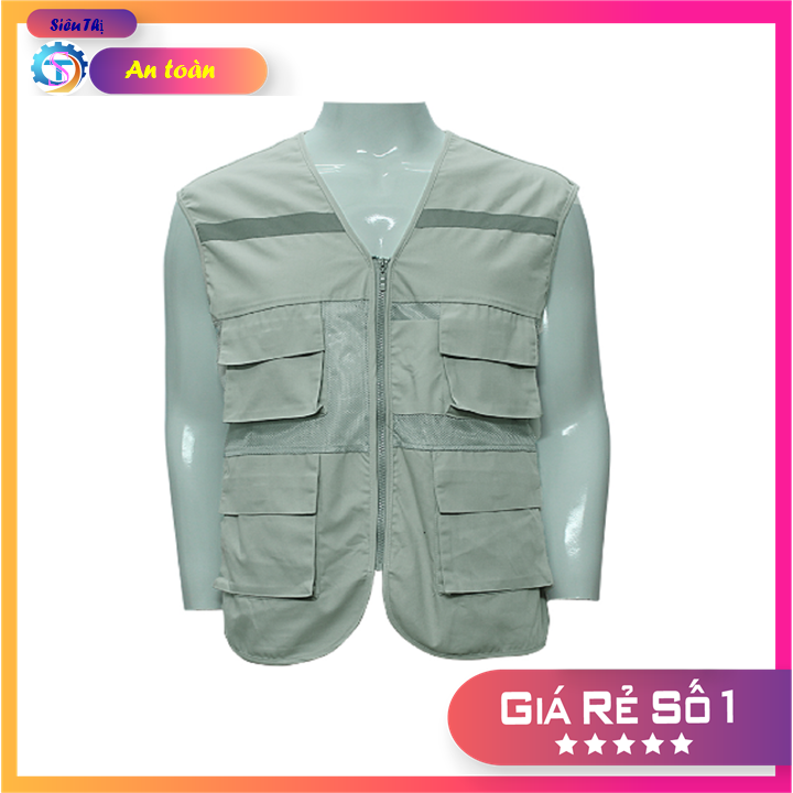 Ao Gile Phản Quang 4 Túi Hộp Bảo Hộ Lao Động - Ghi sáng