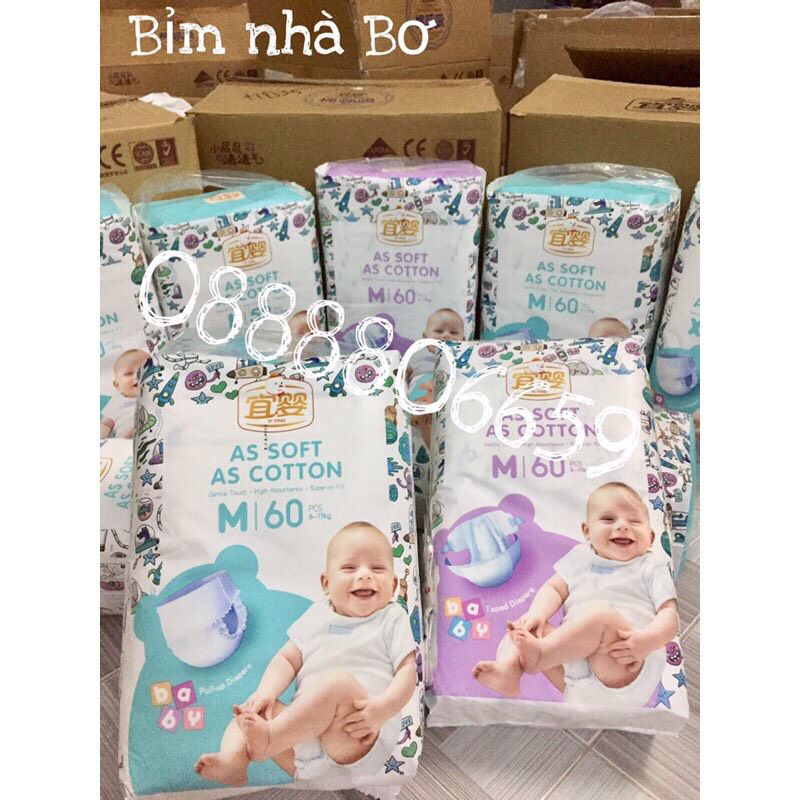 Bỉm dán/quần Yiying Baby S72/M60/L52/XL44/XXL40/XXXL36
