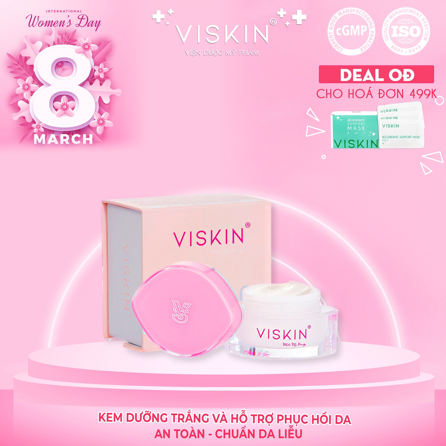 [CHÍNH HÃNG] KEM DƯỠNG TRẮNG HỖ TRỢ PHỤC HỒI DA VISKIN - VISKIN WHITENING & REGENERATE SUPPORT FACE