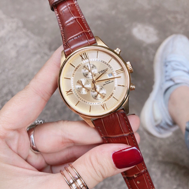 Đồng hồ nam dây da TI$$OT TS05 Size 42mm Đồng hồ nam mặt tròn chống nước Đồng hồ nam cao cấp