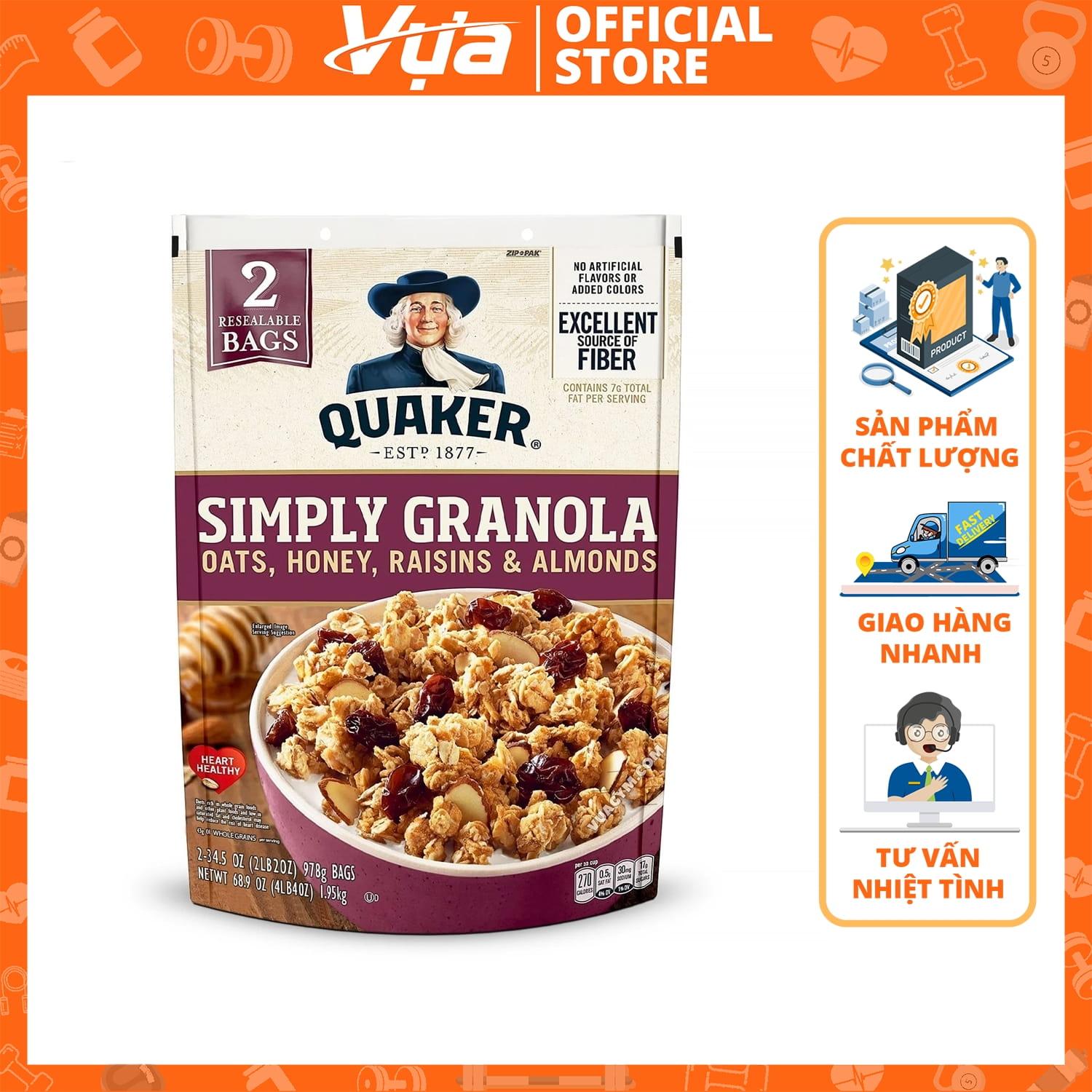 Quaker - Yến Mạch Ăn Liền Simply Granola Oats