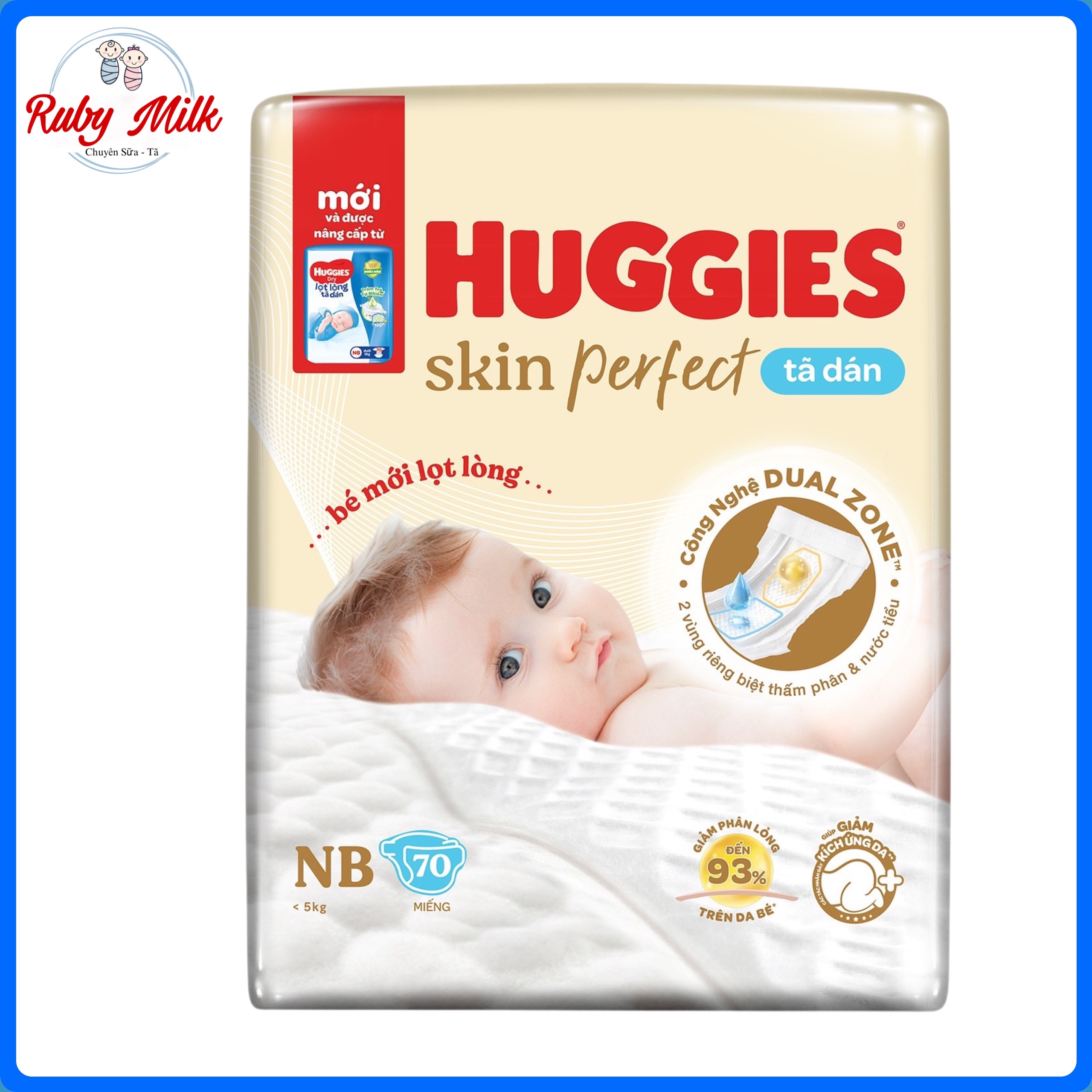 Tã dán sơ sinh Huggies Newborn 70 + 6 miếng