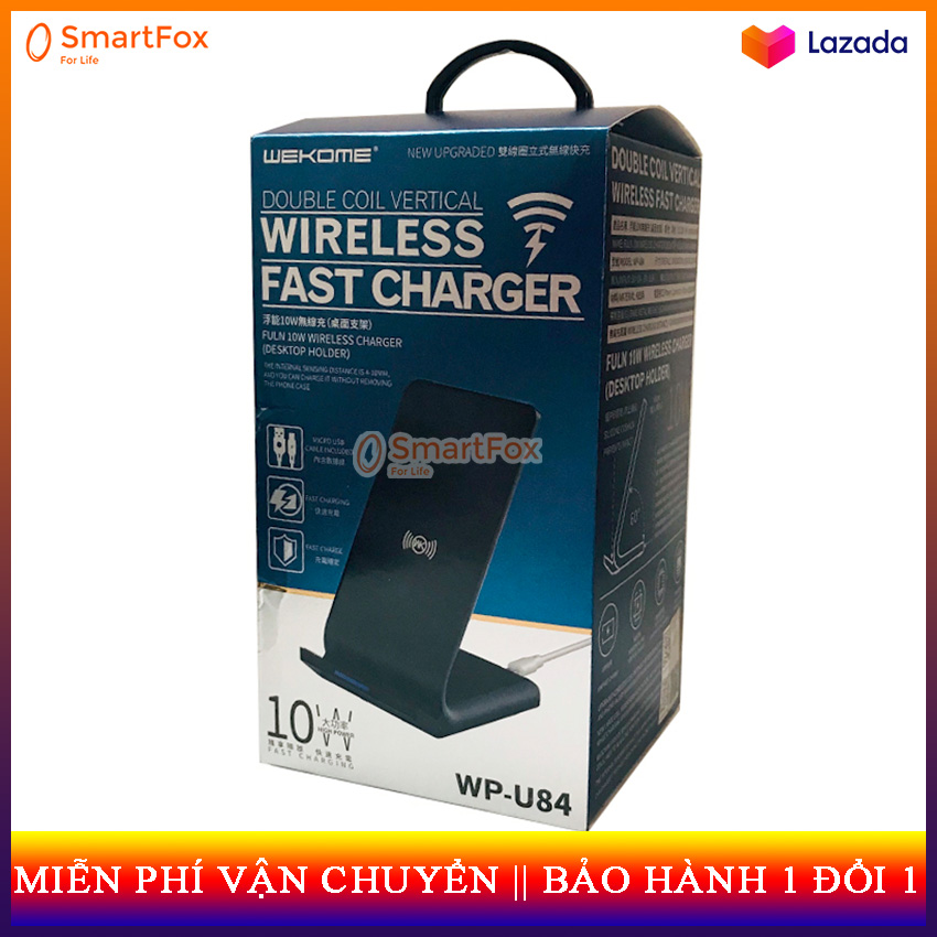 Sạc Nhanh Không Dây Wekome WP U84 Smart Fox 10W Qi, Sạc Không Dây Cho iPhone 12 11 Pro X XR Max 8 Xiaomi Mi 10 Samsung S20
