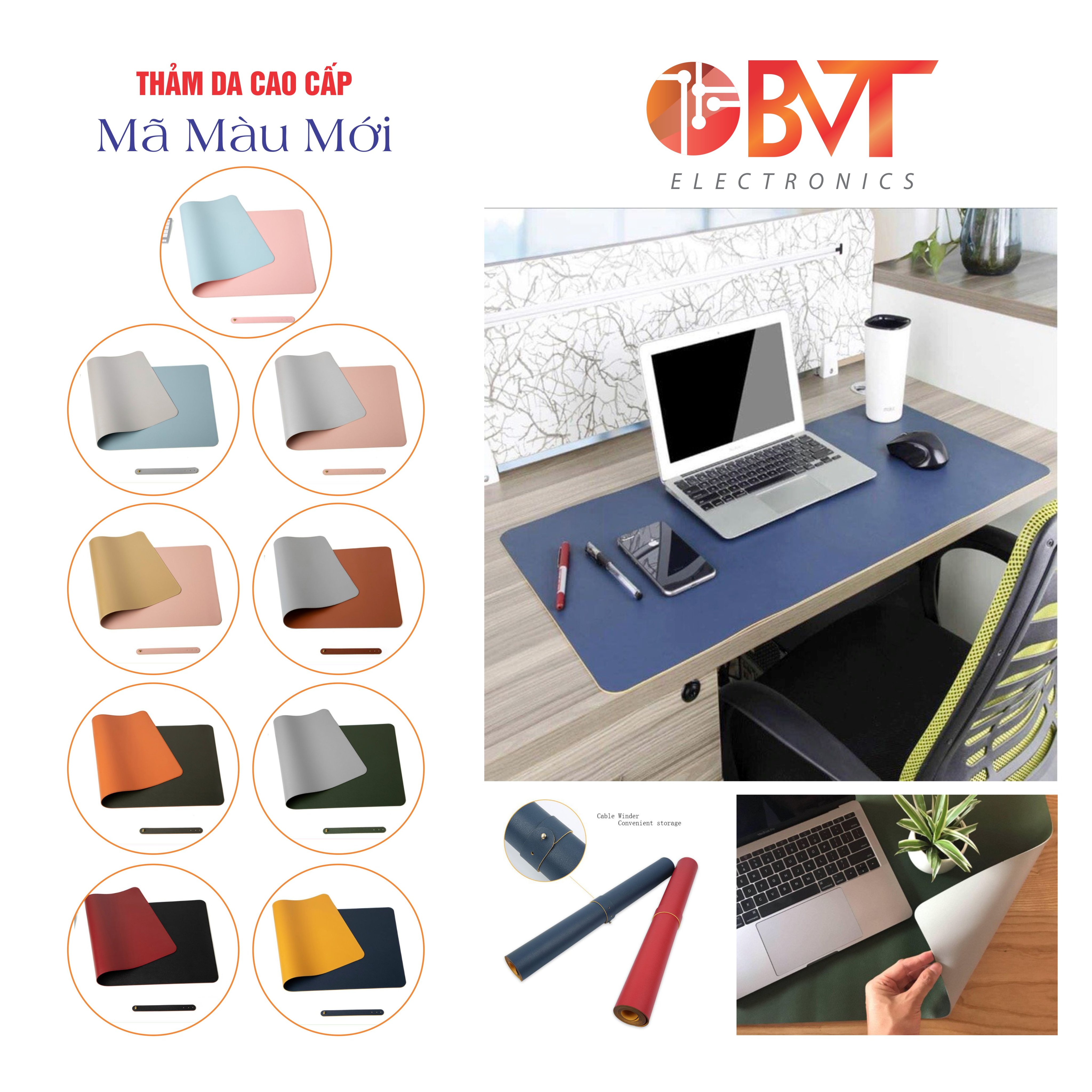Thảm da cao cấp trải bàn làm việc 2 mặt 40x80cm