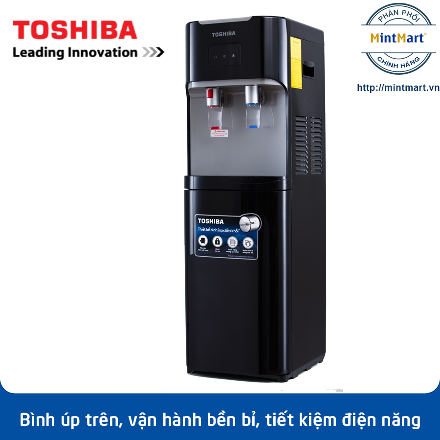 [Trả góp 0%]Cây nước nóng lạnh Toshiba RWF-W1664TV(K1) - Màu đen - Bình úp trên - Khóa trẻ em - Thiết kế liền khối chống rỉ nước
