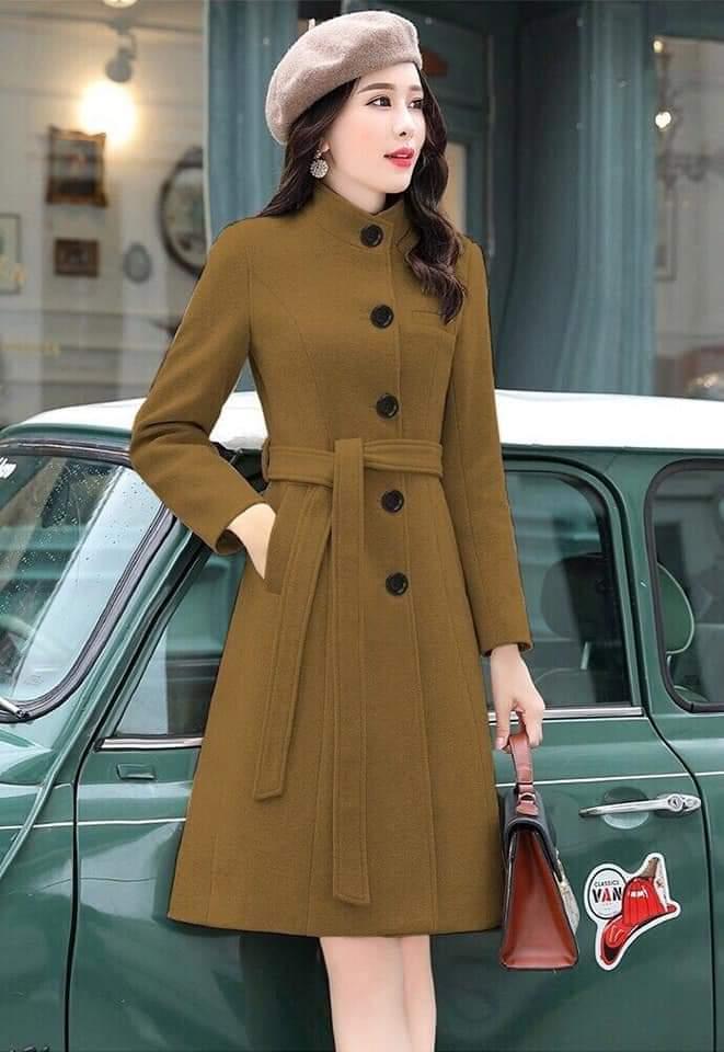 áo khoác dạ cổ trụ dáng dài cao cấp