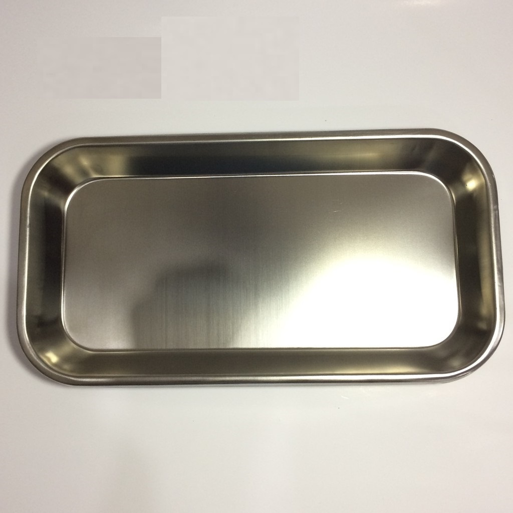 Khay inox chữ nhật đựng dụng cụ y tế KT 21x12x3 cm