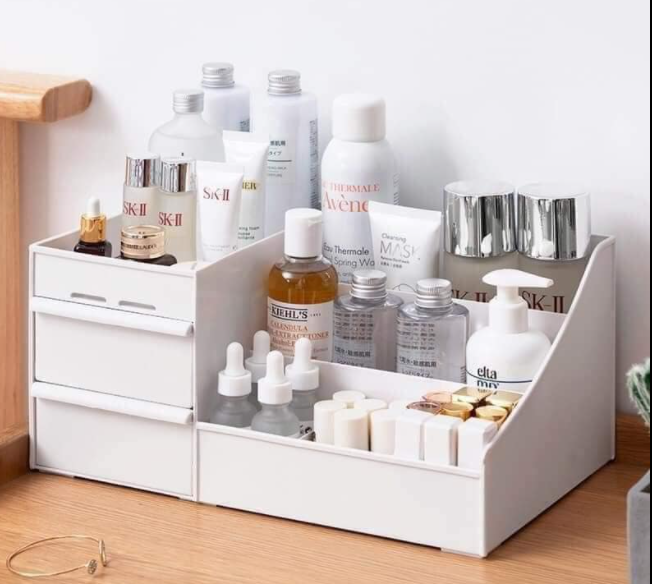 Kệ đựng mỹ phẩm mini 3 tầng - nhiều ngăn | Hộp để đồ, kệ trang điểm nhựa đa năng - đựng mỹ phẩm, đồ dùng vp vxc