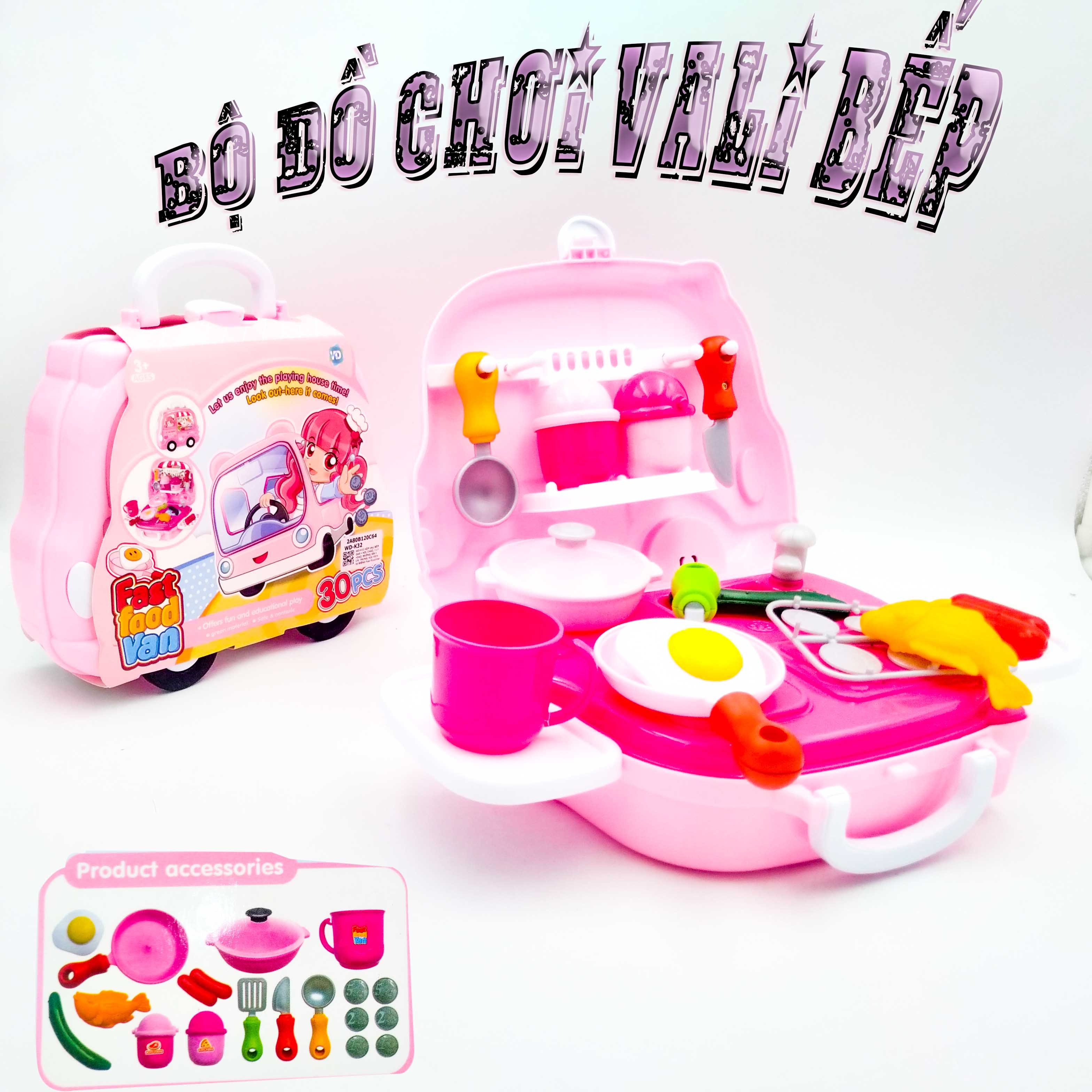 [Hoàn tiền 6%]Bộ Đồ Trang Điểm Vali Kéo Cho Bé