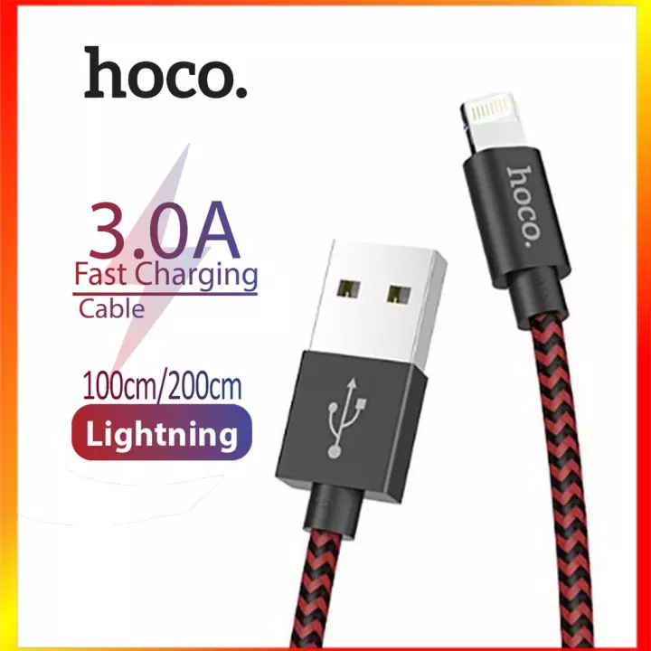 Dây cáp sạc iphone, ipad hiệu hoco x14 max - 2m - chuẩn sạc nhanh - dây bọc dù chống đứt chống rối - hakii