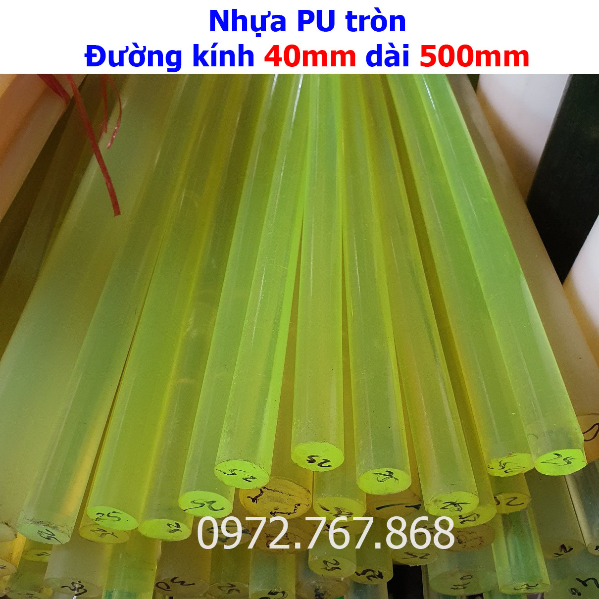 Thanh nhựa PU tròn 40*500 (đường kính 40mm, chiều dài 500mm)