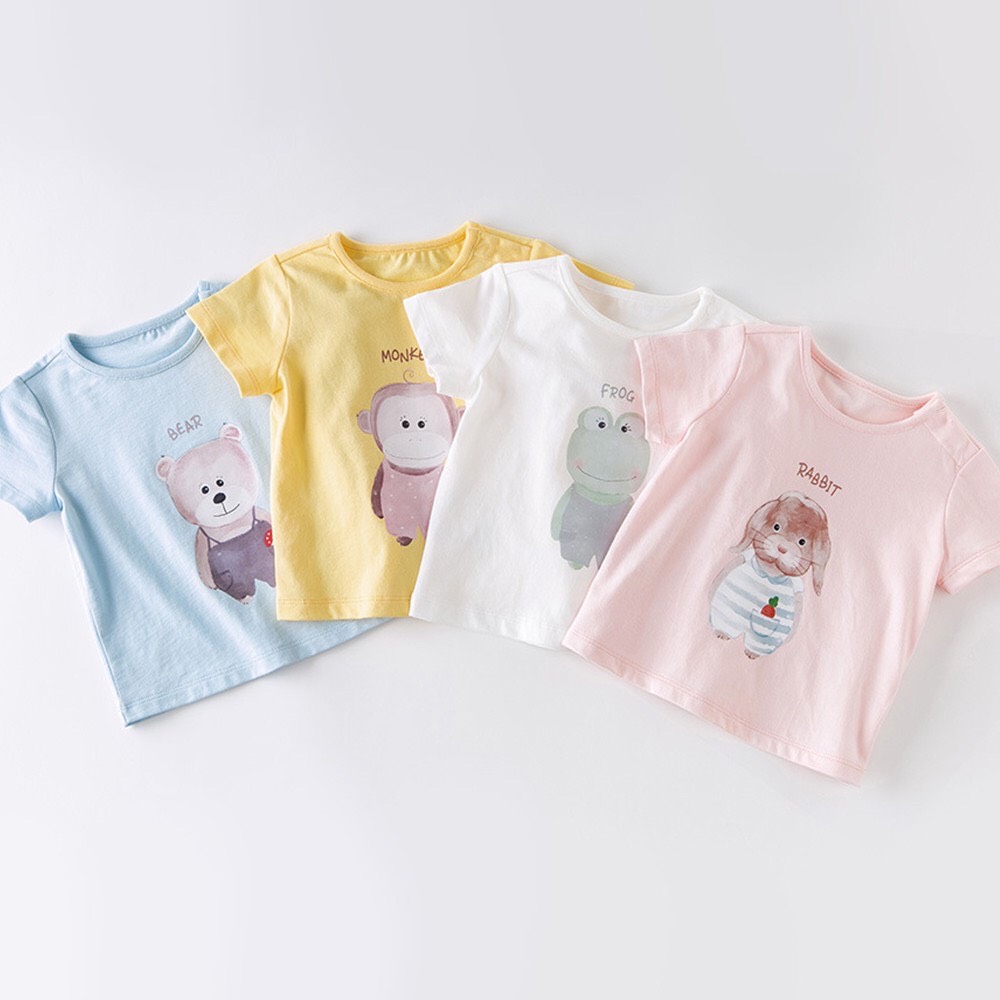 [HCM]áo thun cotton mịn mát-áo thun đơn giản cho bé trai-bé gái-mẫu con vật(size 5-50kg)
