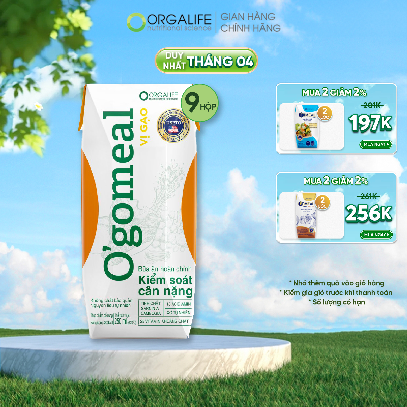 Ogomeal Vị Gạo 250ml/hộp - Thay thế bữa ăn- Hỗ trợ giảm cân - Orgalife