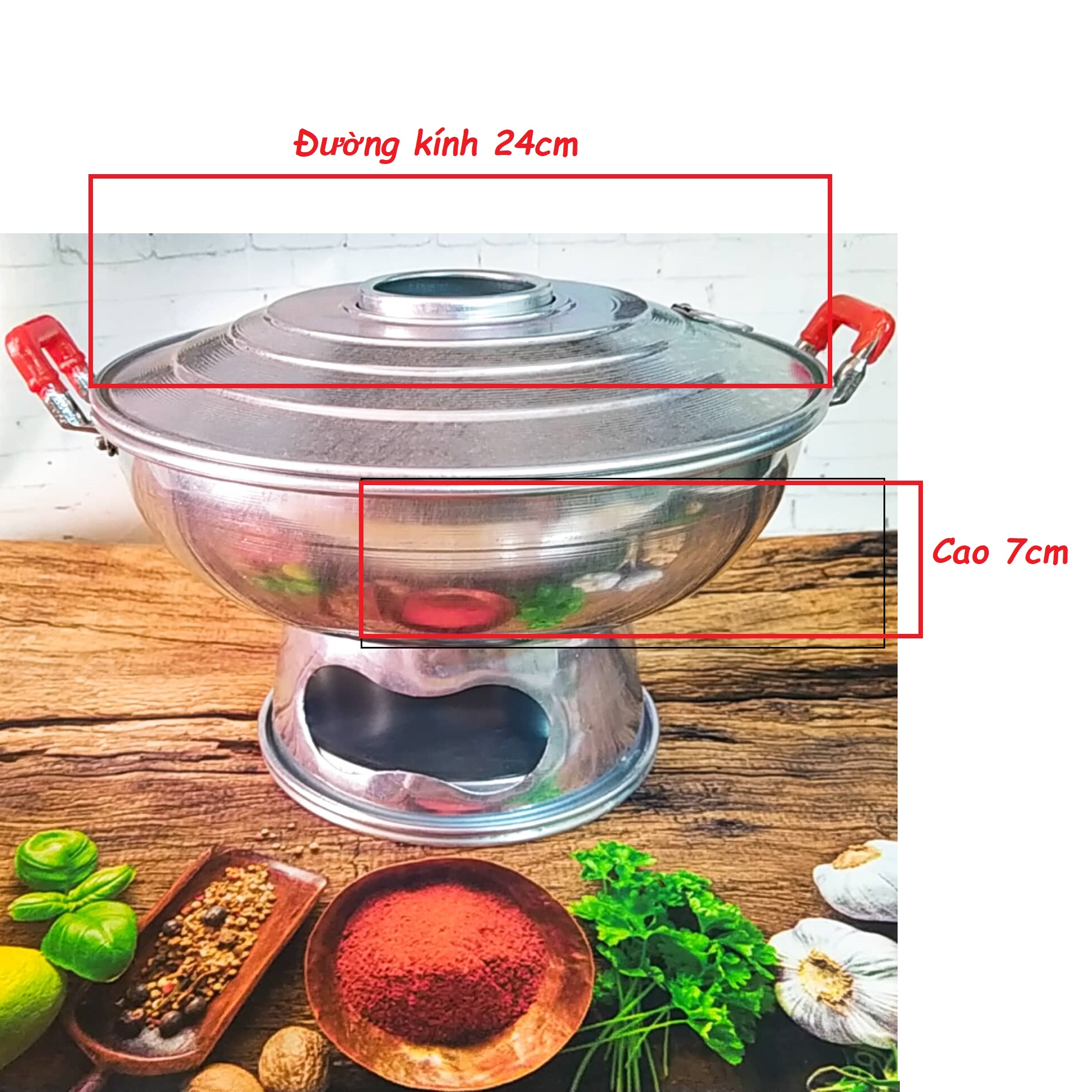 Nồi lẩu cù lao chất liệu nhôm size 22cm-24cm