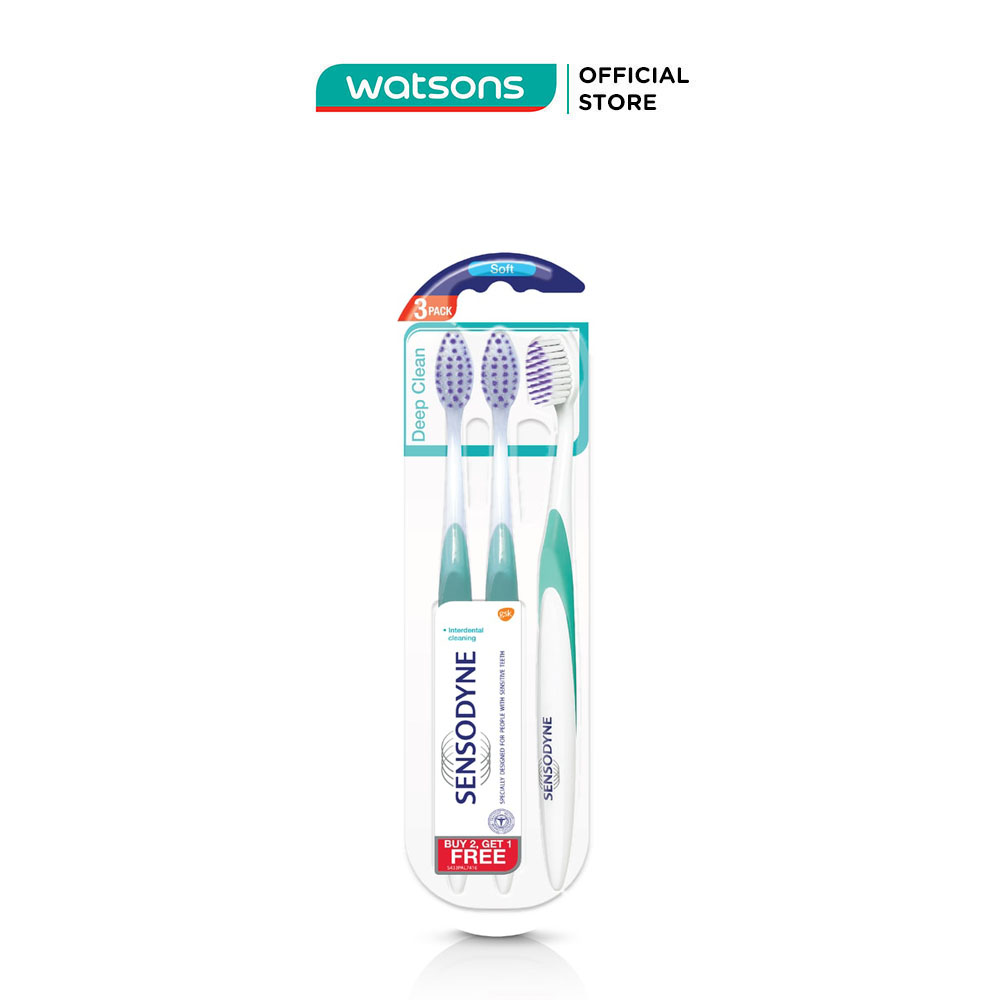  Bàn Chải Đánh Răng Sensodyne Deep Clean Lông Mềm Dành Cho Răng Nhạy Cảm 3 Cây 