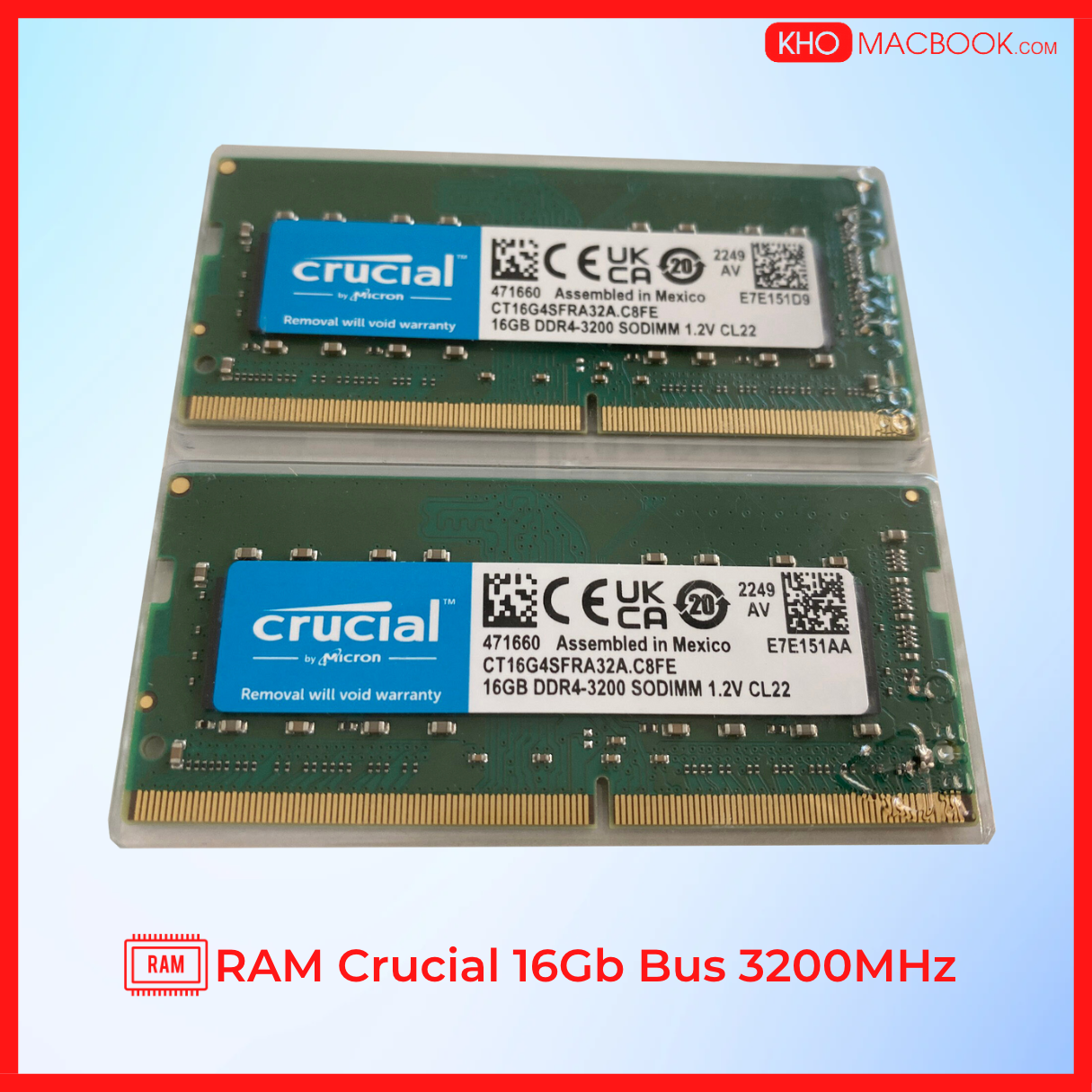 RAM Laptop DDR4 Crucial 16GB Bus 3200 Mhz  Bảo Hành 24 Tháng  New 100%.