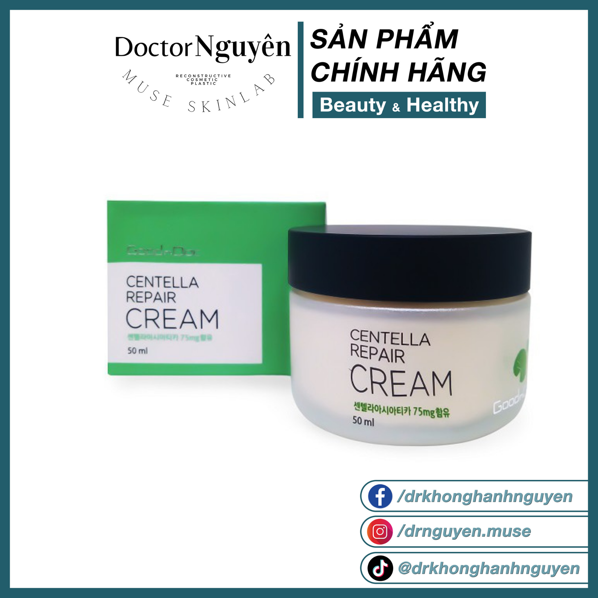 [HÀNG NHẬP KHẨU] Kem Dưỡng Ẩm Phục Hồi Da Rau Má GoodnDoc Centella Repair Cream