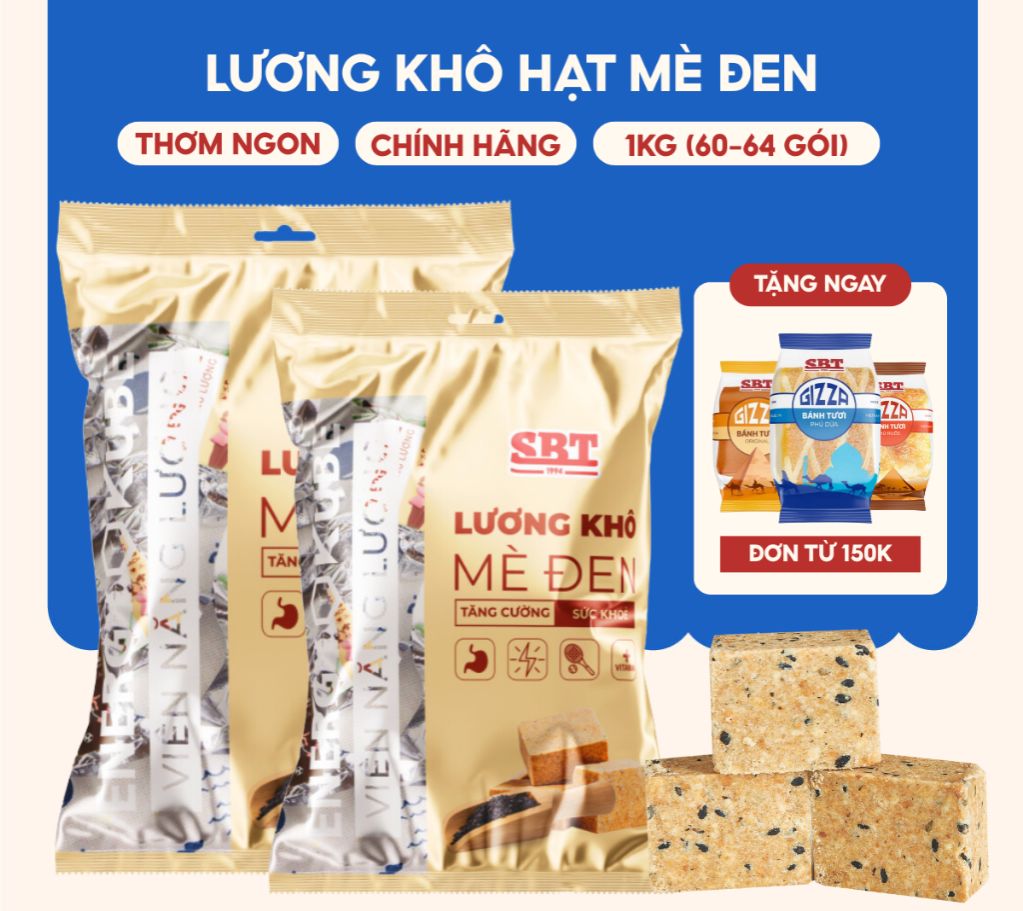 Lương Khô SBT Vị Mè Đen Loại 1 Kg Bổ Sung Dưỡng Chất Nhanh Chóng - Lương Khô Chính Hãng SBT