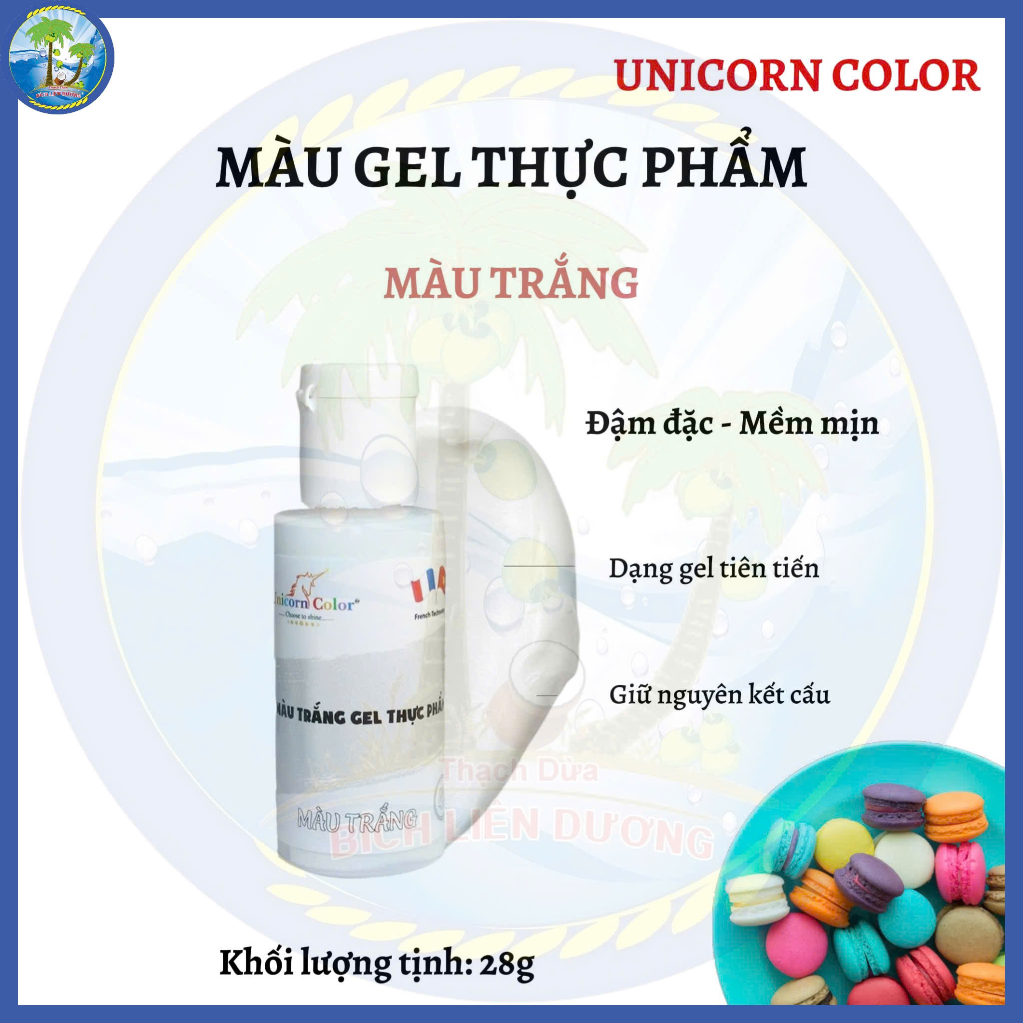 [Chai 28g] Màu trắng_Màu gel thực phẩm Unicorn Color
