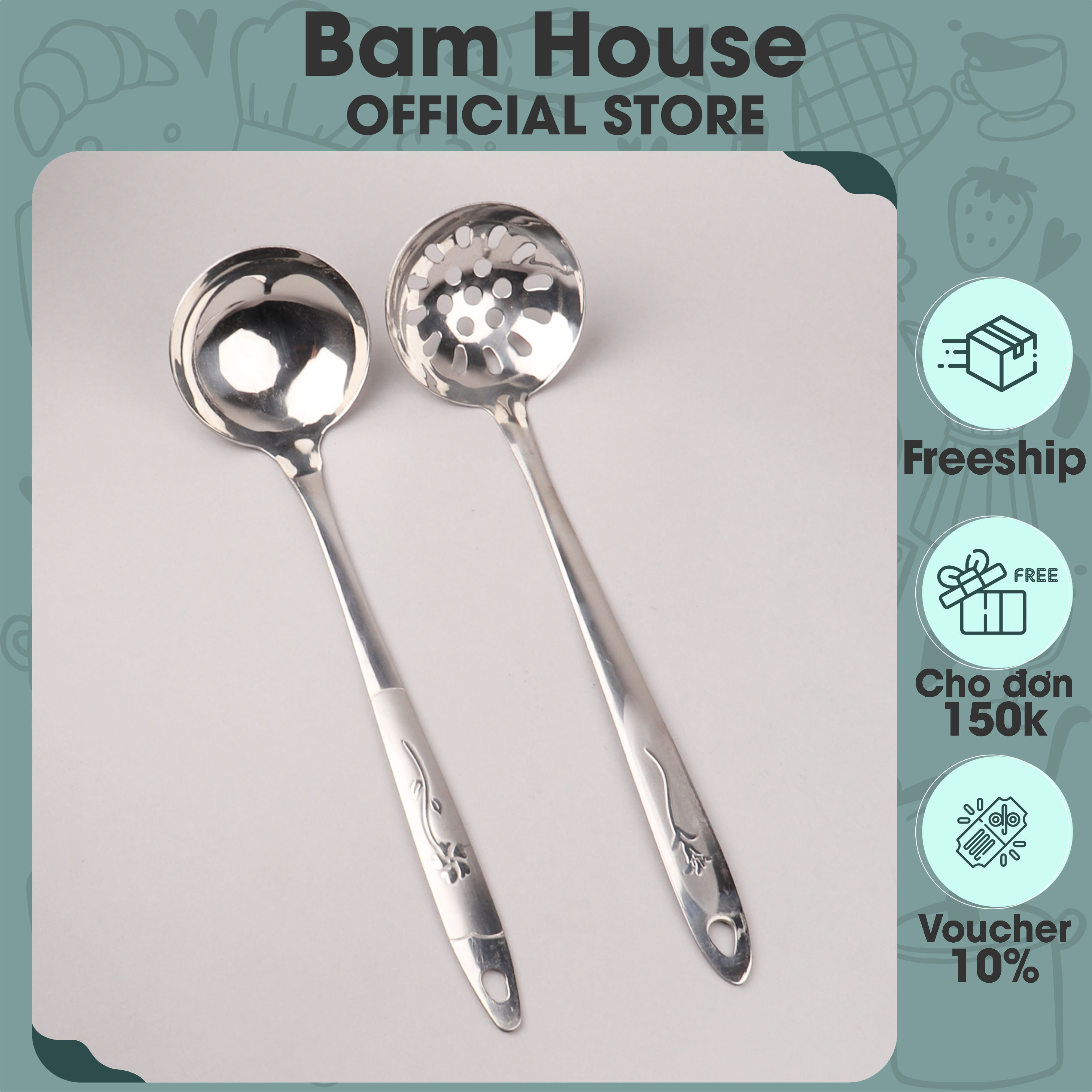 Vá đặc, Vá lỗ inox Bam House cán hoa loại trung cao cấp siêu bền SCHT20 - Gia dụng bếp