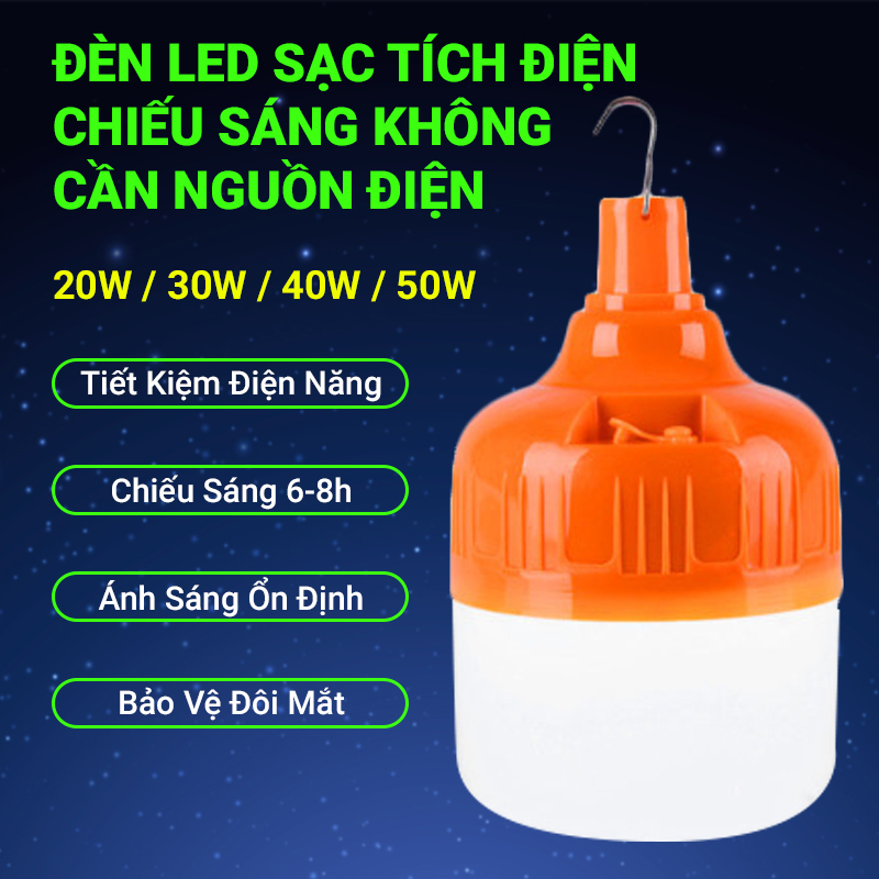 Đèn LED sạc tích điện công suất thật cao cấp Q021 siêu sáng có móc treo rất tiện lợi có thể sạc pin chất liệu nhựa độ bền cao tuổi thọ sử dụng lâu