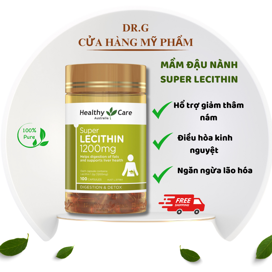 Viên uống Mầm đậu nành của Úc Healthy Care Super Lecithin 1200mg 100 viên