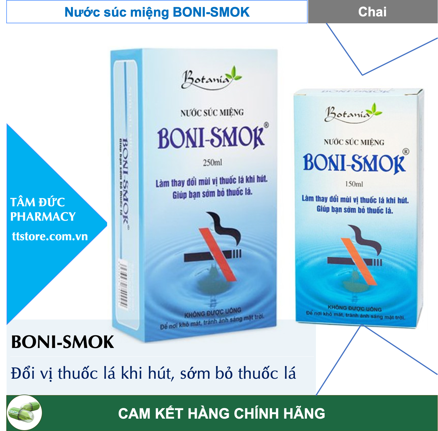 Nước súc miệng BoniSmok [Chai 150ml - 250ml] - Botania - Boni smok