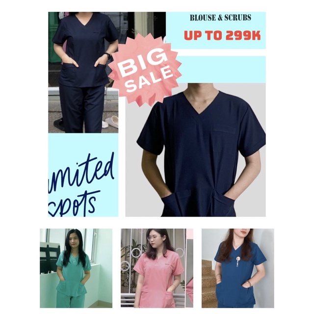 Bộ Scrubs Premium NỮ Bác Sĩ, quần áo phòng mổ, đồng phục phẫu thuật, đồng phục spa