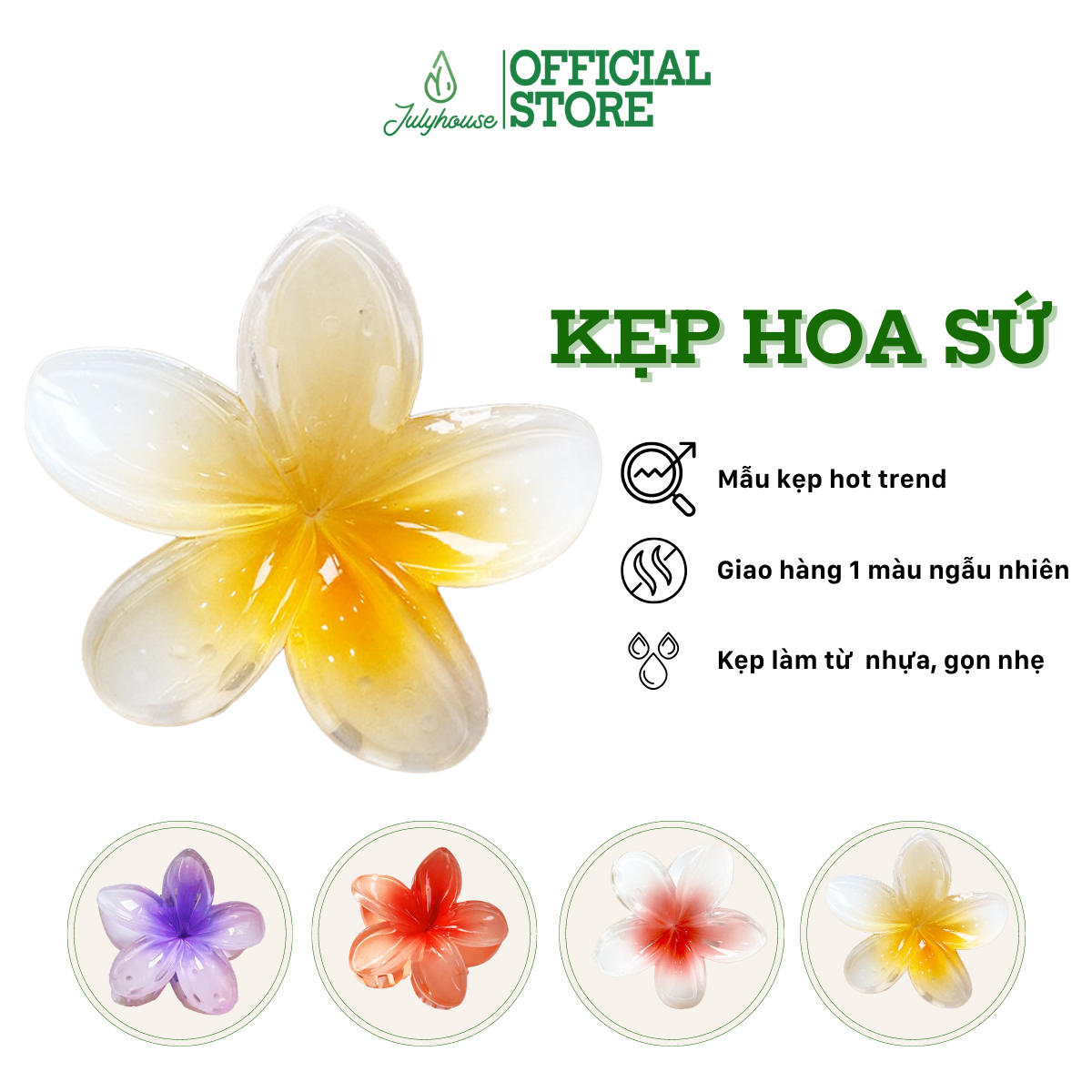 Kẹp Tóc Hoa Sứ Julyhouse nhiều màu sắc Size 8cm