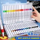 Bút Màu Acrylic Marker 12/24/36/48/60 Cao Cấp Màu Sắc Tươi Sáng - Bút Lông Màu - Không Lem Nhanh Khô