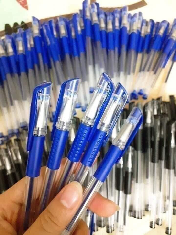 Sét 10 bút bi nước văn phòng 0.5mm mực đều, nét chữ đẹp đủ màu xanh, đen, đỏ