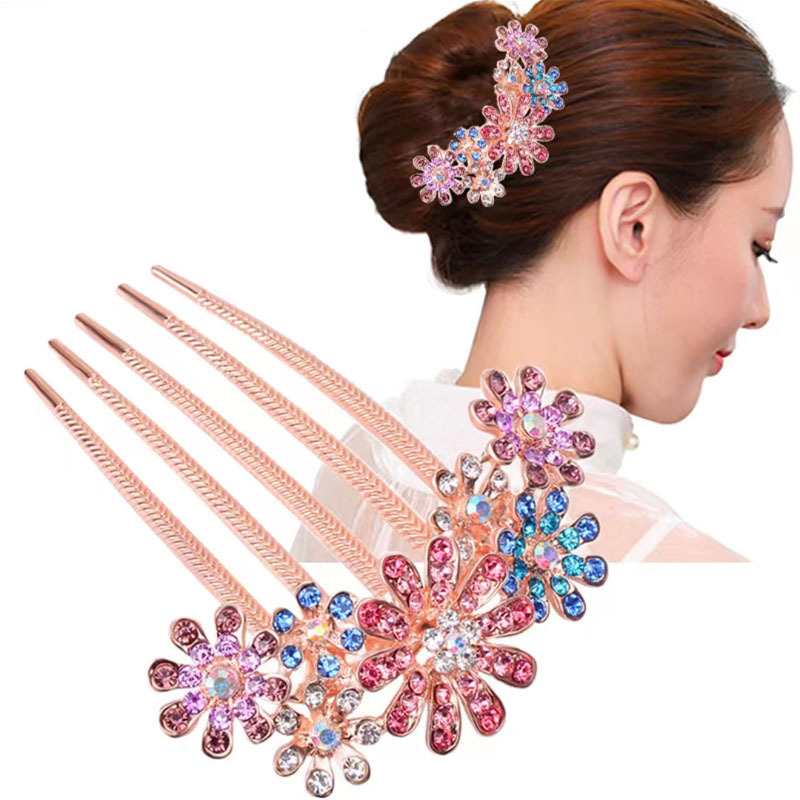 Fashion Crystal Diamond Hair Accessories Hair Insert Luxury Rhinestone  Plate Hair Comb Elegant Hair Comb Hairpin 