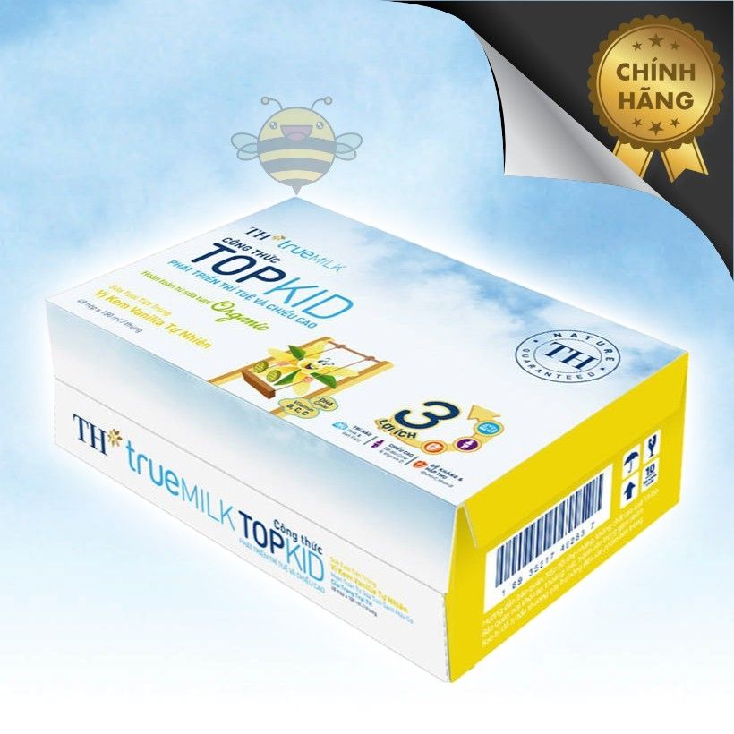 Thùng sữa tươi tiệt trùng TH TOPKID organic hương vị kem vanilla(48hộp x180ml)